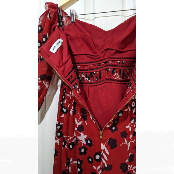 Self-Portrait Off-shoulder Long Sleeve Midi Dress - Picture 9 of 16